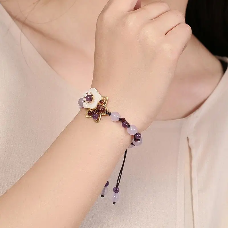 Ethnic Fashion For Ladies - Pulsera de Cristal Chino Estilo Mori,