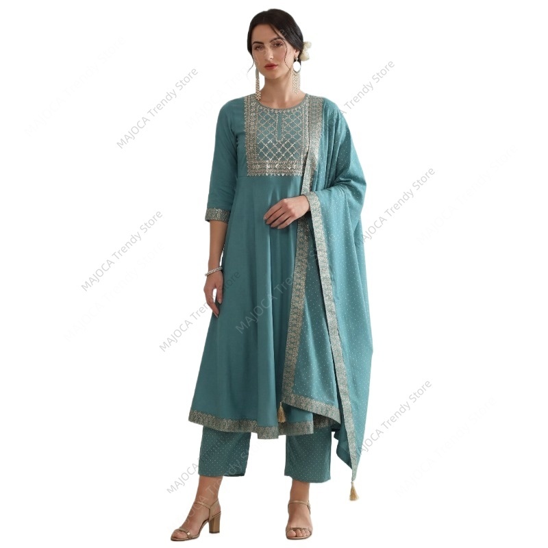 Salwar Kameez Set - Conjunto de 3 Piezas para Mujer,