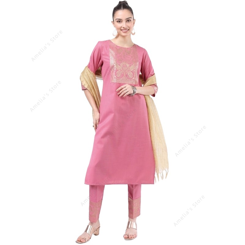 Salwar Kameez Set - Conjunto de 3 piezas de Kurta