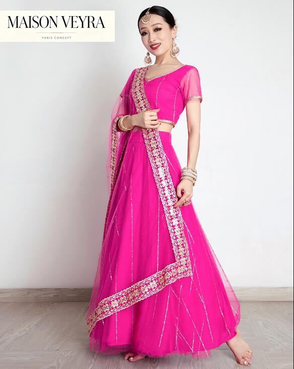 Saree Georgette Women - Sari indio para mujer, bordado, de