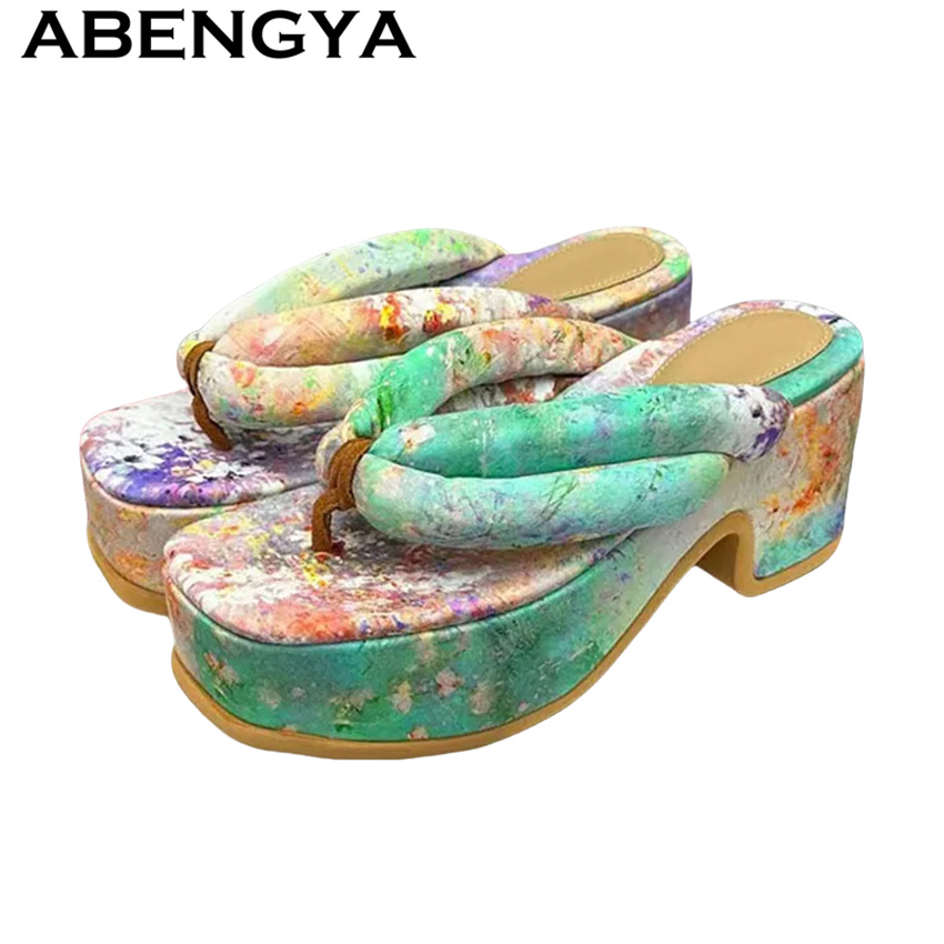 Ethnic Fashion Week - Sandalias de Plataforma con Suela Gruesa,
