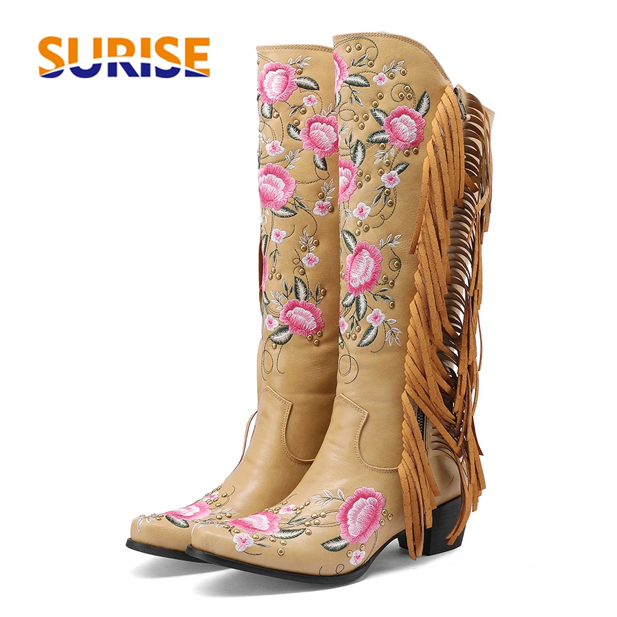 Ethnic And Fashion - Botas hasta la rodilla occidentales con