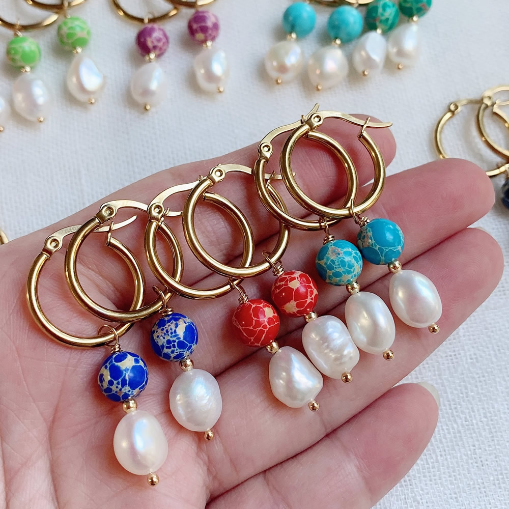 Pendientes de gota de perlas b - Aura Ethnic Fashion reseña y precio