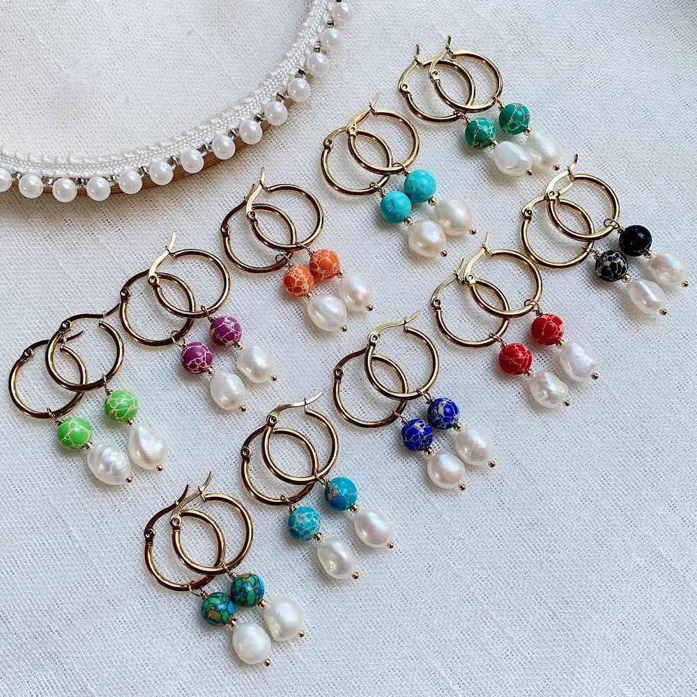Pendientes de gota de perlas b - Aura Ethnic Fashion reseña y precio