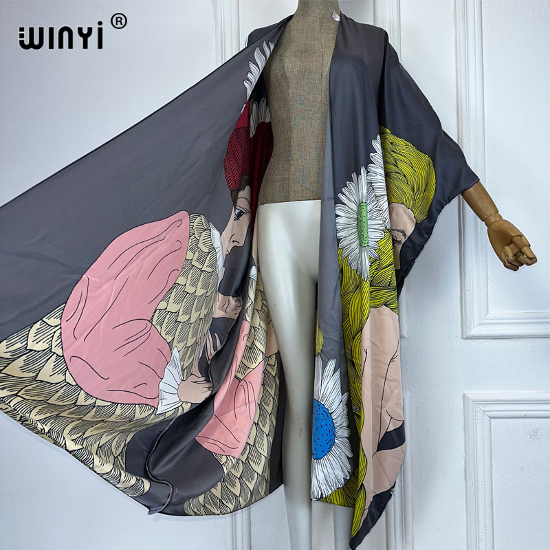 WINYI-Kimono con estampado boh - Kaftan Women Boho reseña y precio