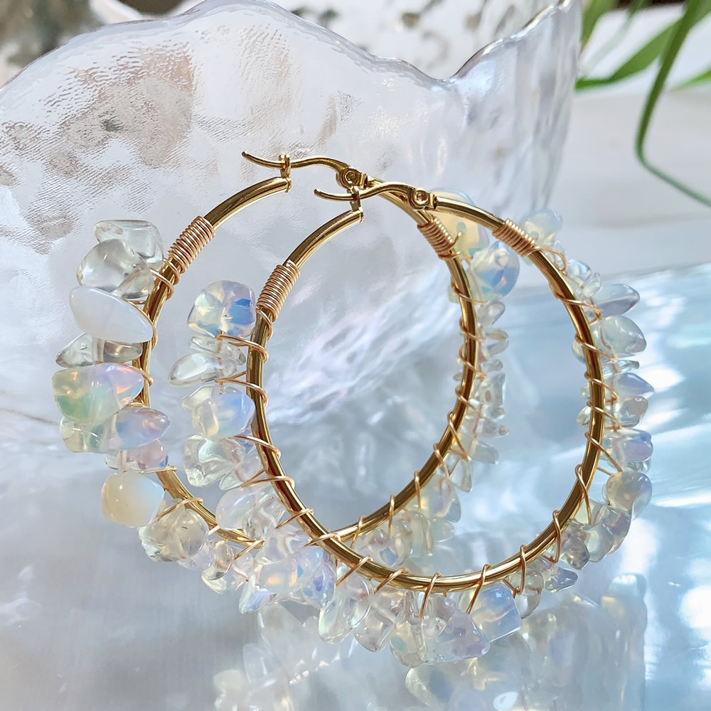 Pendiente de aro de cristal Na - Aura Ethnic Fashion reseña y precio
