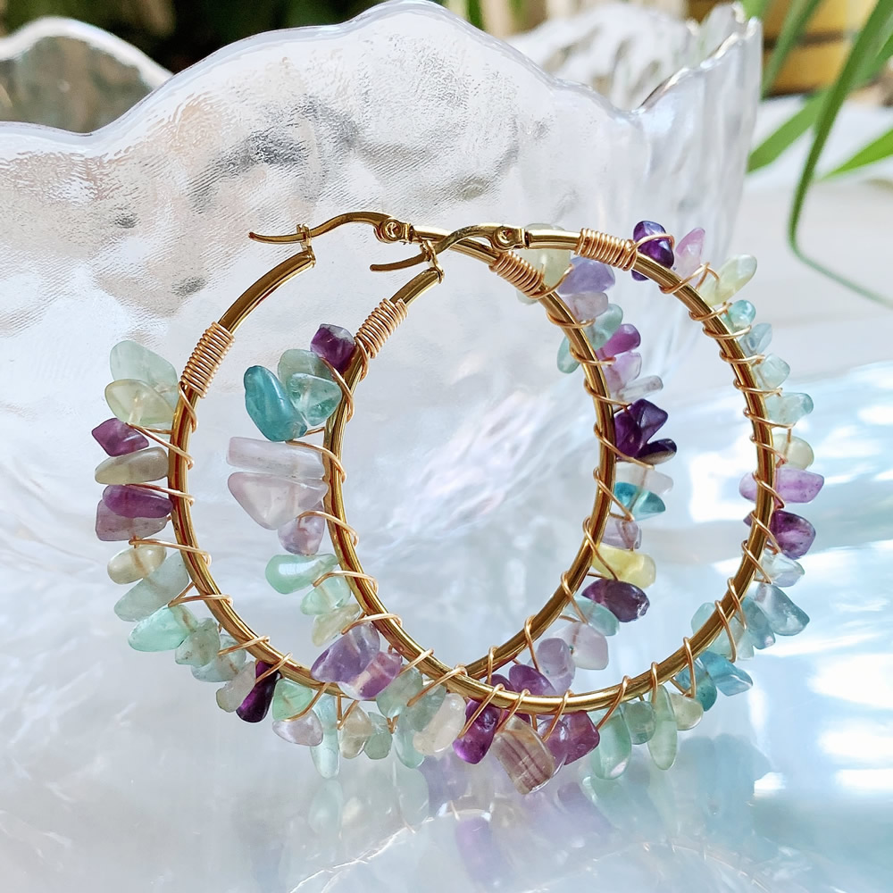 Pendiente de aro de cristal Na - Aura Ethnic Fashion reseña y precio