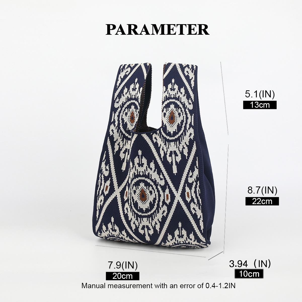 Bolso de mano de punto de esti - Ethnic Fashion Book reseña y precio