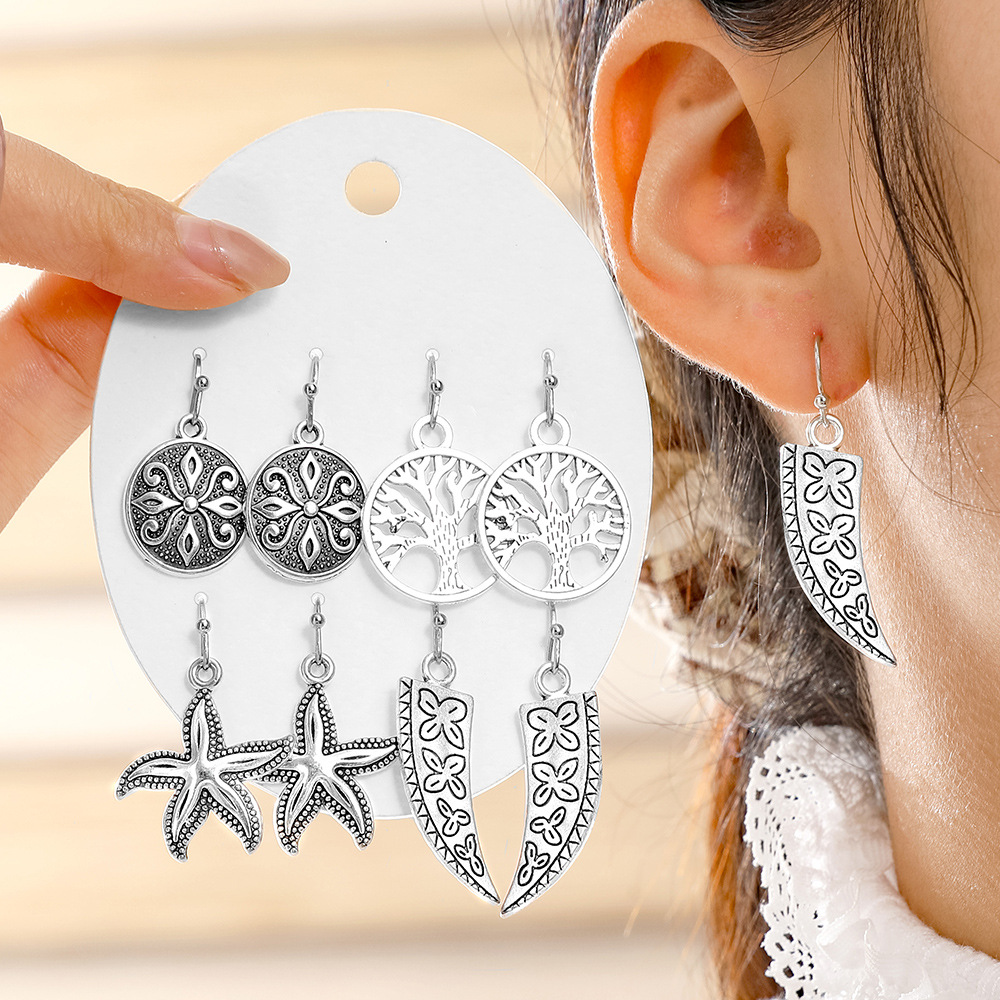 Paquete de 4 Pares de Aretes C - Ethnic Fashion For Ladies reseña y precio