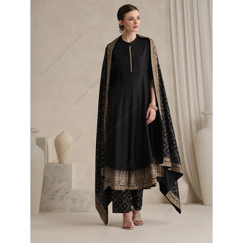 Conjunto elegante negro indio  - Salwar Kameez Set reseña y precio