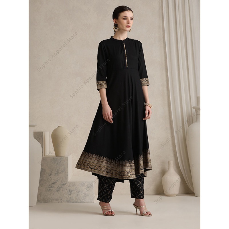 Conjunto elegante negro indio  - Salwar Kameez Set reseña y precio