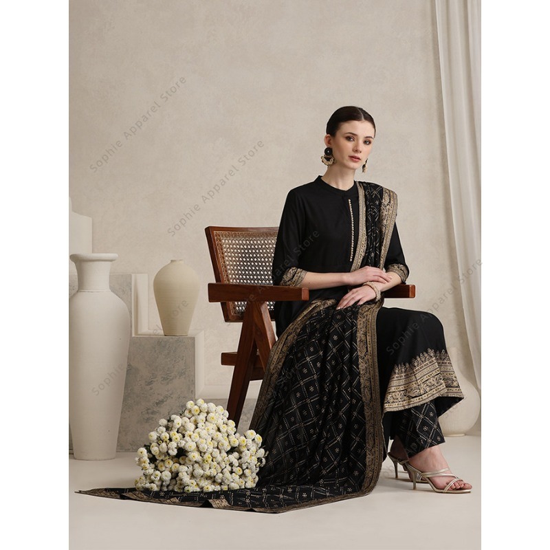 Conjunto elegante negro indio  - Salwar Kameez Set reseña y precio