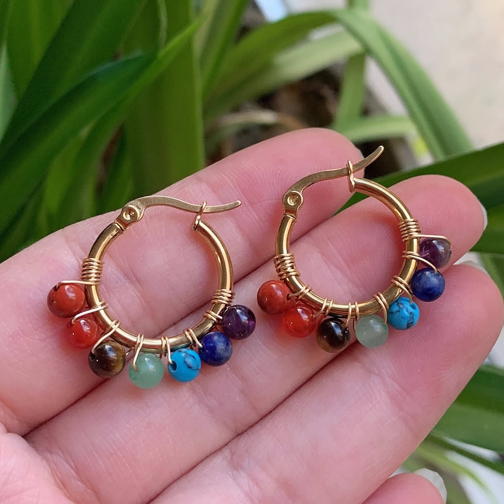 Pendientes de piedra Natural d - Aura Ethnic Fashion reseña y precio